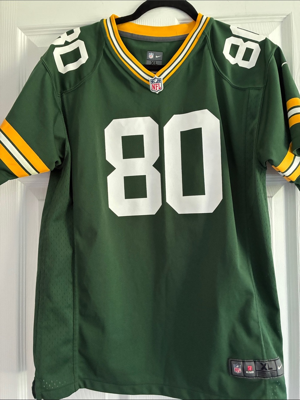 Nike Green Football Jersey with White Numbers and Yellow Accents XL 18-20